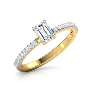 0.64 CTW Emerald Diamond Engagement Ring 14k Gold